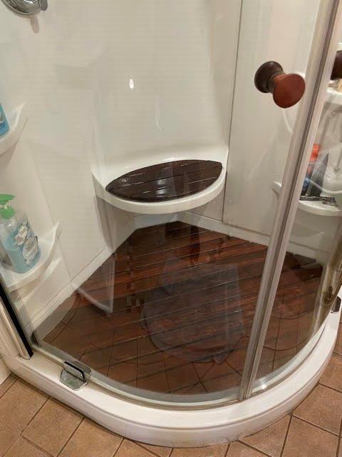 Dirty Curved Glass Shower After
